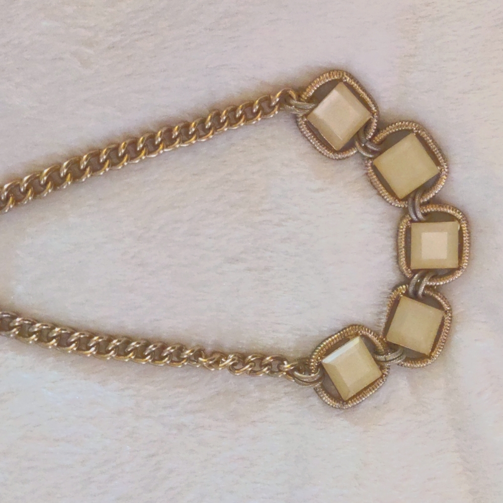 Necklace, costume, boho, white with gold and silver. Can be adjusted.